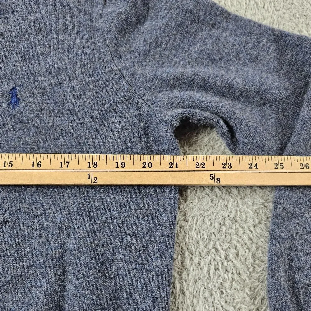 Vintage Polo Ralph Lauren Sweater Mens XL Blue Lambswool V Neck Preppy Casual